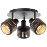 Brilliant Tyas Ceiling Light  Aluminium Metal Black Gold | 370mm -  Suitable for 3x E14
