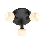 Nordlux Milford Ceiling Light Glass Mini 3-Rondel Black | Suitable for 3x E14