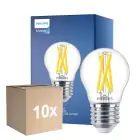 Multipack 10x Philips MASTER LED E27 Ball Filament Clear 3.5W 470lm - 922-927 Dim To Warm | Best Colour Rendering - Dimmable - Replaces 40W